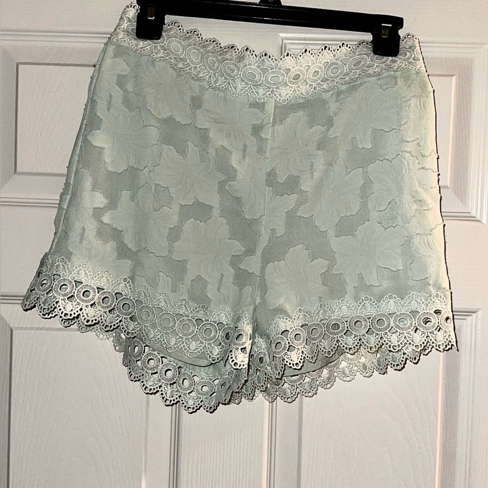 Blue Rain Mint Green Lace Shorts